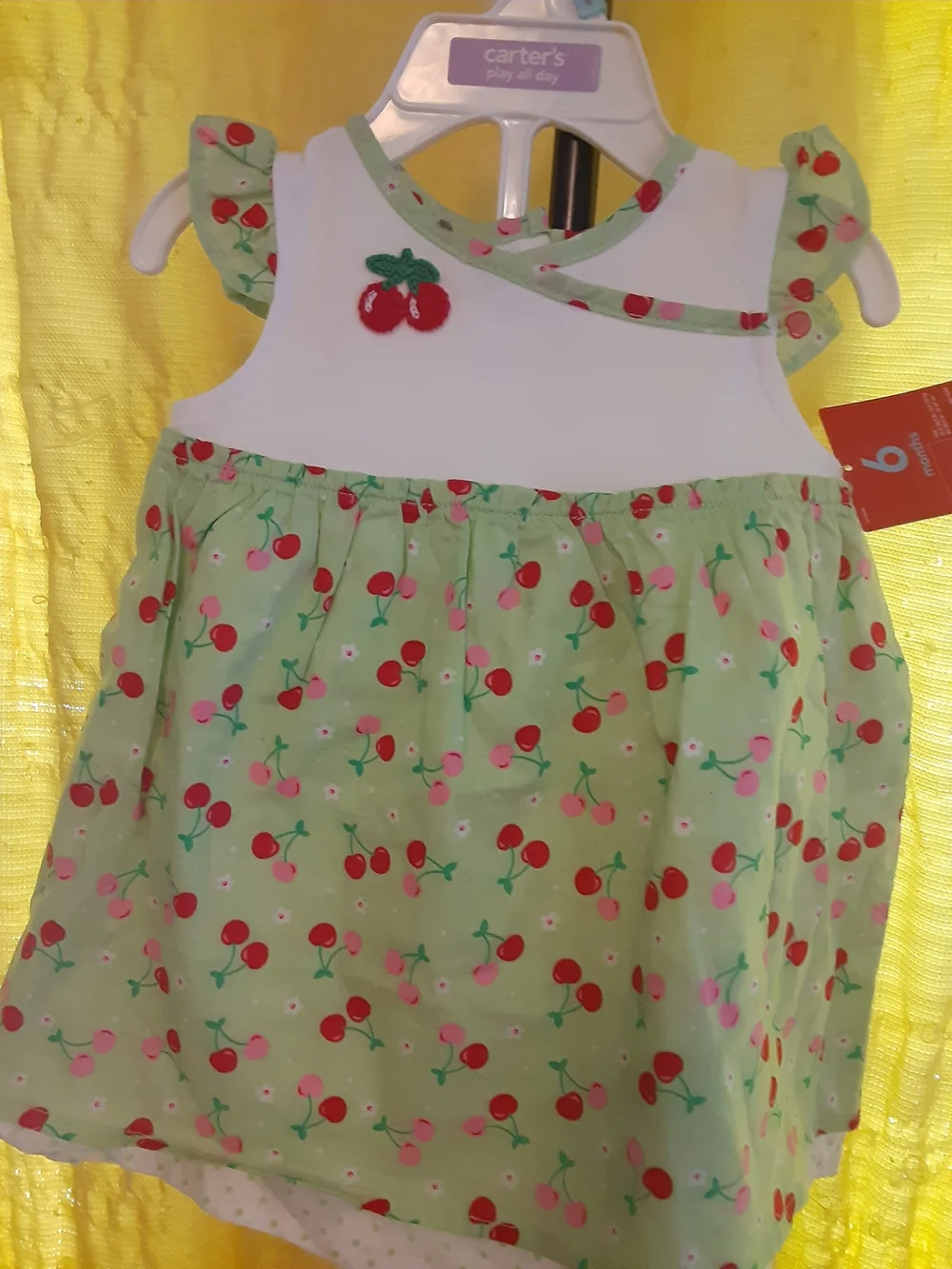 Carter's Cherry Print Baby Dress - Green & White